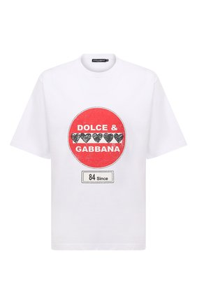 Мужская хлопковая футболка DOLCE & GABBANA белого цвета по цене 47250 руб., арт. G8NE2T/HU7IL | Фото 1 Мужская хлопковая футболка DOLCE & GABBANA белого цвета, арт. G8NE2T/HU7IL | Фото 1 (Материал внешний: Хлопок; Длина (для топов): Удлиненные; Рукава: Короткие; Принт: С принтом; Стили: Гранж)