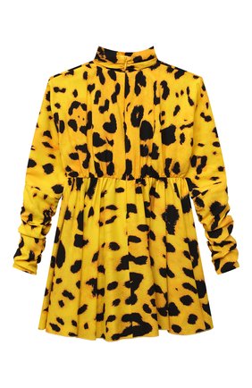Детское шелковое платье DOLCE & GABBANA желтого цвета, арт. L52DX7/FSA2F/2-6 | Фото 2 (Материал внешний: Шелк; Рукава: Длинные; Материал подклада: Шелк; Ростовка одежда: 6 лет | 116 см)