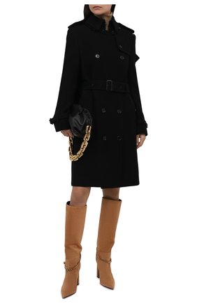 Женское пальто из кашемира и шерсти BURBERRY черного цвета по цене 265000 руб., арт. 8046680 | Фото 2 Женское пальто из кашемира и шерсти BURBERRY черного цвета, арт. 8046680 | Фото 2 (Материал подклада: Купро; Материал внешний: Кашемир, Шерсть; Длина (верхняя одежда): До колена; Рукава: Длинные; Стили: Гламурный; 1-2-бортные: Двубортные)