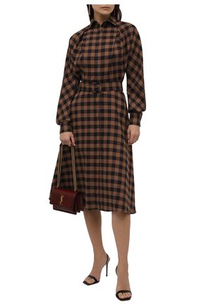 Женское платье из хлопка и шерсти KITON коричневого цвета по цене 115500 руб., арт. D52314H07452 | Фото 2 Женское платье из хлопка и шерсти KITON коричневого цвета, арт. D52314H07452 | Фото 2 (Материал внешний: Хлопок; Рукава: Длинные; Стили: Кэжуэл; Случай: Повседневный; Женское Кросс-КТ: Платье-одежда; Длина Ж (юбки, платья, шорты): До колена)