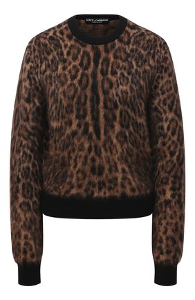 Женский пуловер DOLCE & GABBANA леопардового цвета, арт. FX469T/JAMA5 | Фото 1 (Материал внешний: Шерсть; Рукава: Длинные; Длина (для топов): Стандартные; Стили: Гламурный; Женское Кросс-КТ: Пуловер-одежда)