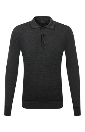 Мужское шерстяное поло BRIONI темно-серого цвета по цене 75150 руб., арт. UMR30L/01K19 | Фото 1 Мужское шерстяное поло BRIONI темно-серого цвета, арт. UMR30L/01K19 | Фото 1 (Материал внешний: Шерсть; Застежка: Пуговицы; Рукава: Длинные; Кросс-КТ: Трикотаж; Стили: Кэжуэл; Длина (для топов): Стандартные)