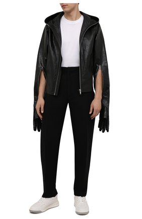 Мужская кожаная куртка RICK OWENS черного цвета по цене 287000 руб., арт. RR02A5766/LGW | Фото 2 Мужская кожаная куртка RICK OWENS черного цвета, арт. RR02A5766/LGW | Фото 2 (Длина (верхняя одежда): Короткие; Рукава: Длинные; Кросс-КТ: Куртка; Мужское Кросс-КТ: Кожа и замша; Стили: Панк; Shop in Shop M: Верхняя одежда; Материал внешний: Натуральная кожа)