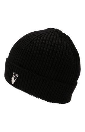 Мужская шерстяная шапка OFF-WHITE черного цвета по цене 19950 руб., арт. 0MLC016F21KNI001 | Фото 2 Мужская шерстяная шапка OFF-WHITE черного цвета, арт. 0MLC016F21KNI001 | Фото 2 (Материал: Шерсть; Кросс-КТ: Трикотаж)