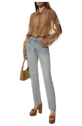 Женские замшевые босоножки bianca SAINT LAURENT коричневого цвета по цене 69400 руб., арт. 606713/26A00 | Фото 2 Женские замшевые босоножки bianca SAINT LAURENT коричневого цвета, арт. 606713/26A00 | Фото 2 (Каблук высота: Высокий; Материал внутренний: Натуральная кожа; Подошва: Платформа; Каблук тип: Устойчивый; Материал внешний: Замша)