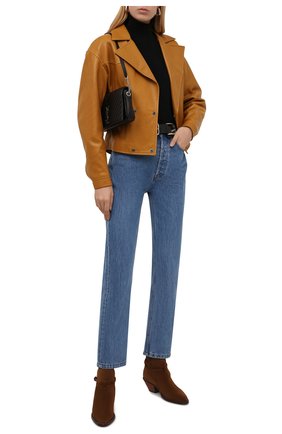 Женские замшевые ботинки SAINT LAURENT коричневого цвета по цене 86800 руб., арт. 670298/1NZ00 | Фото 2 Женские замшевые ботинки SAINT LAURENT коричневого цвета, арт. 670298/1NZ00 | Фото 2 (Каблук высота: Низкий; Материал внутренний: Натуральная кожа; Подошва: Плоская; Каблук тип: Устойчивый; Женское Кросс-КТ: Казаки-ботинки; Материал внешний: Замша)