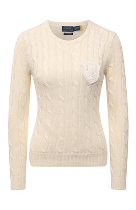 Женский хлопковый свитер POLO RALPH LAUREN кремвого цвета по цене 16650 руб., арт. 211847019 | Фото 1 Женский хлопковый свитер POLO RALPH LAUREN кремвого цвета, арт. 211847019 | Фото 1 (Рукава: Длинные; Материал внешний: Хлопок; Длина (для топов): Стандартные; Стили: Кэжуэл; Женское Кросс-КТ: Свитер-одежда)