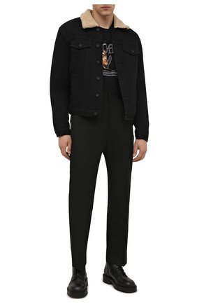 Мужская джинсовая куртка OFF-WHITE черного цвета, арт. 0MYE074F21DEN001 | Фото 2 (Материал внешний: Хлопок, Деним; Материал подклада: Синтетический материал; Кросс-КТ: Куртка, Деним; Длина (верхняя одежда): Короткие; Стили: Гранж; Рукава: Длинные)