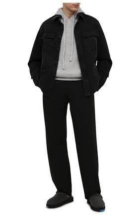 Мужская джинсовая куртка OFF-WHITE черного цвета, арт. 0MYE070F21DEN001 | Фото 2 (Материал внешний: Хлопок, Деним; Кросс-КТ: Куртка, Деним; Длина (верхняя одежда): Короткие; Стили: Гранж; Рукава: Длинные)