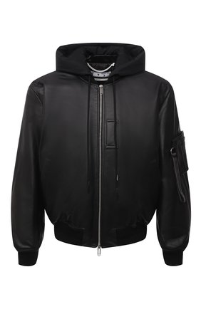 Мужской кожаный бомбер OFF-WHITE черного цвета по цене 177000 руб., арт. 0MJA080F21LEA001 | Фото 1 Мужской кожаный бомбер OFF-WHITE черного цвета, арт. 0MJA080F21LEA001 | Фото 1 (Материал подклада: Синтетический материал; Рукава: Длинные; Длина (верхняя одежда): Короткие; Кросс-КТ: Куртка; Мужское Кросс-КТ: Кожа и замша; Принт: Без принта; Стили: Спорт-шик; Материал внешний: Натуральная кожа)