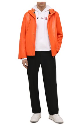 Мужская кожаная куртка OFF-WHITE оранжевого цвета по цене 426000 руб., арт. 0MJA076F21LEA001 | Фото 2 Мужская кожаная куртка OFF-WHITE оранжевого цвета, арт. 0MJA076F21LEA001 | Фото 2 (Длина (верхняя одежда): Короткие; Рукава: Длинные; Кросс-КТ: Куртка; Мужское Кросс-КТ: Кожа и замша; Стили: Гранж; Shop in Shop M: Верхняя одежда; Материал внешний: Натуральная кожа)