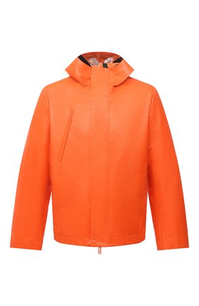 Мужская кожаная куртка OFF-WHITE оранжевого цвета, арт. 0MJA076F21LEA001 | Фото 1 (Длина (верхняя одежда): Короткие; Рукава: Длинные; Кросс-КТ: Куртка; Мужское Кросс-КТ: Кожа и замша; Стили: Гранж; Shop in Shop M: Верхняя одежда; Материал внешний: Натуральная кожа)
