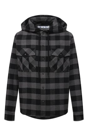 Мужская хлопковая рубашка OFF-WHITE серого цвета по цене 57750 руб., арт. 0MGA125F21FAB001 | Фото 1 Мужская хлопковая рубашка OFF-WHITE серого цвета, арт. 0MGA125F21FAB001 | Фото 1 (Длина (для топов): Стандартные; Рукава: Длинные; Материал внешний: Синтетический материал, Хлопок; Случай: Повседневный; Принт: Клетка; Воротник: С капюшоном; Стили: Гранж; Манжеты: На пуговицах)