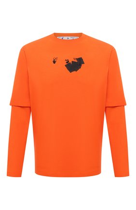 Мужская хлопковый лонгслив OFF-WHITE оранжевого цвета по цене 29250 руб., арт. 0MAB066F21JER010 | Фото 1 Мужская хлопковый лонгслив OFF-WHITE оранжевого цвета, арт. 0MAB066F21JER010 | Фото 1 (Длина (для топов): Стандартные; Материал подклада: Хлопок; Рукава: Длинные; Материал внешний: Хлопок; Принт: С принтом; Стили: Спорт-шик)