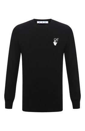 Мужская хлопковый лонгслив OFF-WHITE черного цвета по цене 28250 руб., арт. 0MAB001F21JER003 | Фото 1 Мужская хлопковый лонгслив OFF-WHITE черного цвета, арт. 0MAB001F21JER003 | Фото 1 (Длина (для топов): Стандартные; Рукава: Длинные; Материал внешний: Хлопок; Принт: С принтом; Стили: Гранж)