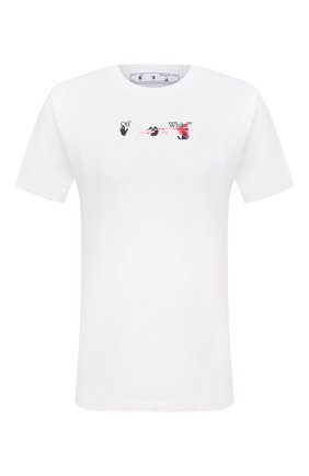Мужская хлопковая футболка OFF-WHITE белого цвета по цене 27200 руб., арт. 0MAA027F21JER017 | Фото 1 Мужская хлопковая футболка OFF-WHITE белого цвета, арт. 0MAA027F21JER017 | Фото 1 (Материал внешний: Хлопок; Принт: С принтом; Рукава: Короткие; Длина (для топов): Стандартные; Стили: Спорт-шик)