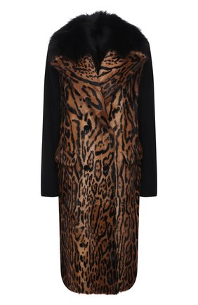Женская комбинированное пальто DOLCE & GABBANA леопардового цвета по цене 715500 руб., арт. F0AU0F/GEW00 | Фото 1 Женская комбинированное пальто DOLCE & GABBANA леопардового цвета, арт. F0AU0F/GEW00 | Фото 1 (Рукава: Длинные; Длина (верхняя одежда): До колена; Материал подклада: Синтетический материал; Женское Кросс-КТ: Мех; Стили: Гламурный)