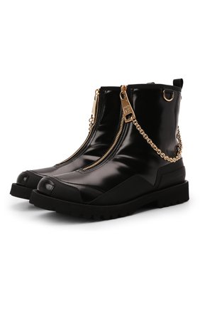 Детские кожаные ботинки DOLCE & GABBANA черного цвета по цене 43900 руб., арт. D11071/AQ673/37-39 | Фото 1 Детские кожаные ботинки DOLCE & GABBANA черного цвета, арт. D11071/AQ673/37-39 | Фото 1 (Материал утеплителя: Натуральный мех; Материал внешний: Кожа; Обувь девочки: Обувь девочки)