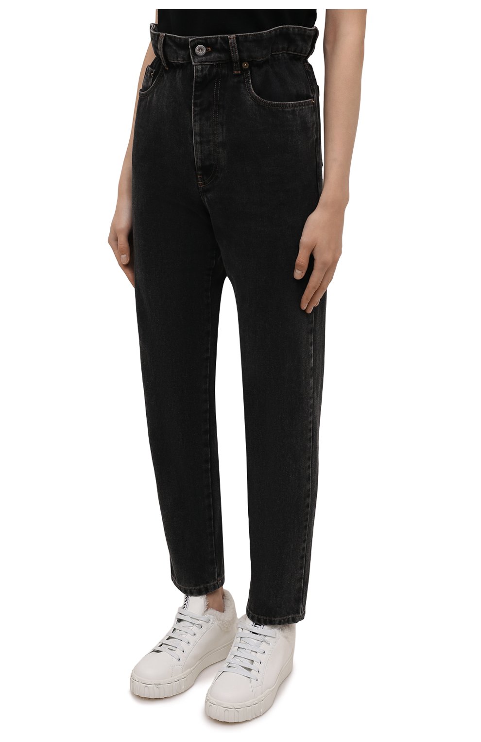 Женские джинсы MIU MIU черного цвета, арт. GWP329-XFU-F0002 | Фото 3 (Кросс-КТ: Деним; Длина (брюки, джинсы): Стандартные; Силуэт Ж (брюки и джинсы): Прямые; Стили: Гранж; Материал внешний: Хлопок, Деним)
