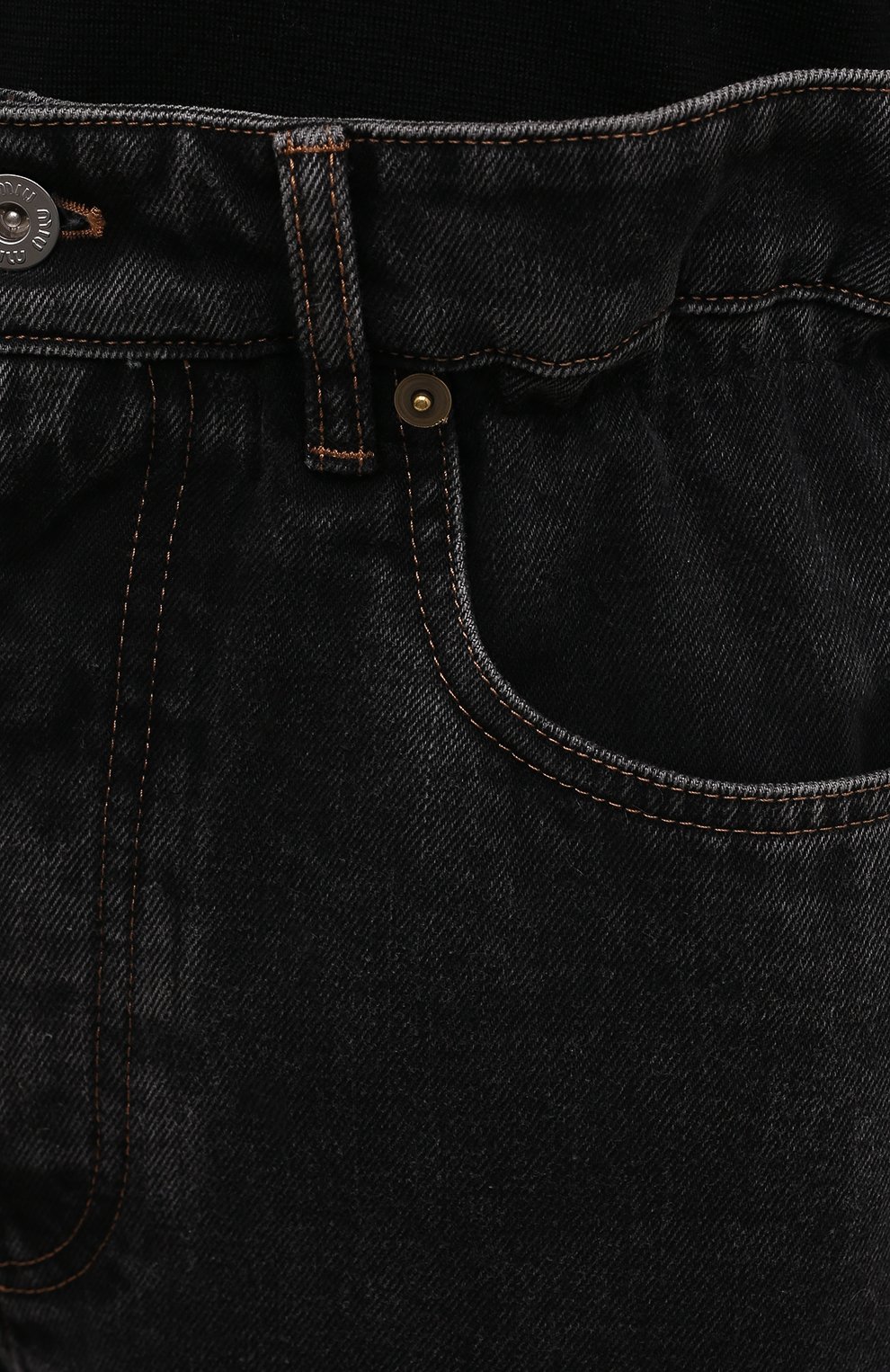Женские джинсы MIU MIU черного цвета, арт. GWP329-XFU-F0002 | Фото 5 (Кросс-КТ: Деним; Длина (брюки, джинсы): Стандартные; Силуэт Ж (брюки и джинсы): Прямые; Стили: Гранж; Материал внешний: Хлопок, Деним)