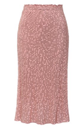 Женская шелковая юбка MIU MIU светло-розового цвета, арт. MG1690-1YXJ-F0384 | Фото 1 (Материал внешний: Шелк; Длина Ж (юбки, платья, шорты): Миди; Женское Кросс-КТ: Юбка-одежда; Стили: Гламурный)