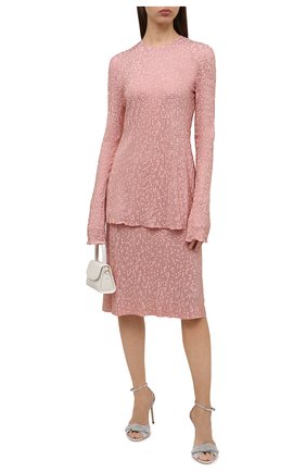 Женская шелковая юбка MIU MIU светло-розового цвета, арт. MG1690-1YXJ-F0384 | Фото 2 (Материал внешний: Шелк; Длина Ж (юбки, платья, шорты): Миди; Женское Кросс-КТ: Юбка-одежда; Стили: Гламурный)