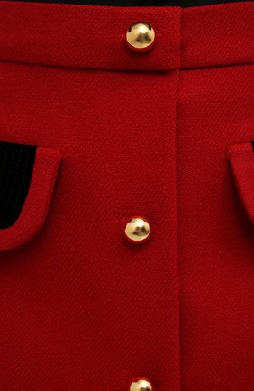 Женская шерстяная юбка MIU MIU красного цвета, арт. MG1696-862-F0011 | Фото 5 (Материал внешний: Шерсть; Длина Ж (юбки, платья, шорты): Мини; Женское Кросс-КТ: Юбка-одежда; Стили: Романтичный)