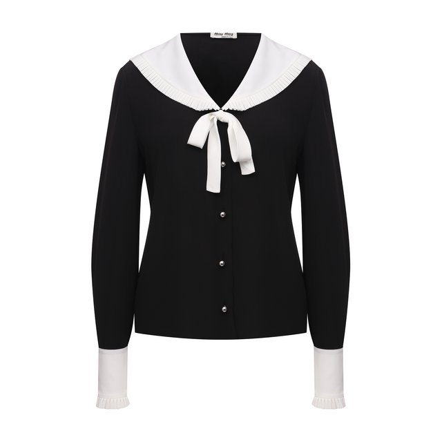 Шелковая блузка Miu Miu черного цвета