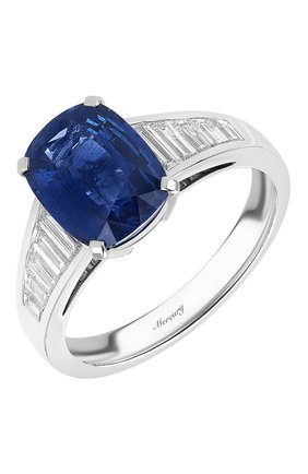 Женские кольцо MERCURY бесцветного цвета, арт. MR26155WDS | Фото 1 (Материал сплава: Белое золото; Драгоценные камни: Сапфиры, Бриллианты)