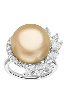 Женские кольцо MERCURY бесцветного цвета, арт. MR26882/PRL15 | Фото 2 (Материал сплава: Белое золото; Драгоценные камни: Жемчуг, Бриллианты)