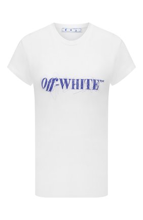 Женская хлопковая футболка OFF-WHITE белого цвета по цене 23100 руб., арт. 0WAA040F21JER002 | Фото 1 Женская хлопковая футболка OFF-WHITE белого цвета, арт. 0WAA040F21JER002 | Фото 1 (Рукава: Короткие; Длина (для топов): Стандартные; Материал внешний: Хлопок; Женское Кросс-КТ: Футболка-одежда; Принт: С принтом; Стили: Спорт-шик)