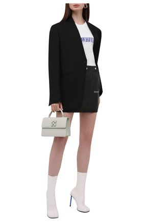 Женская хлопковая футболка OFF-WHITE белого цвета по цене 23100 руб., арт. 0WAA040F21JER002 | Фото 2 Женская хлопковая футболка OFF-WHITE белого цвета, арт. 0WAA040F21JER002 | Фото 2 (Рукава: Короткие; Длина (для топов): Стандартные; Материал внешний: Хлопок; Женское Кросс-КТ: Футболка-одежда; Принт: С принтом; Стили: Спорт-шик)