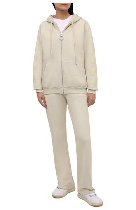 Женский хлопковый кардиган OFF-WHITE кремвого цвета по цене 51600 руб., арт. 0WBE005F21JER001 | Фото 2 Женский хлопковый кардиган OFF-WHITE кремвого цвета, арт. 0WBE005F21JER001 | Фото 2 (Рукава: Длинные; Материал внешний: Хлопок; Длина (для топов): Стандартные; Женское Кросс-КТ: Кардиган-одежда; Стили: Спорт-шик)