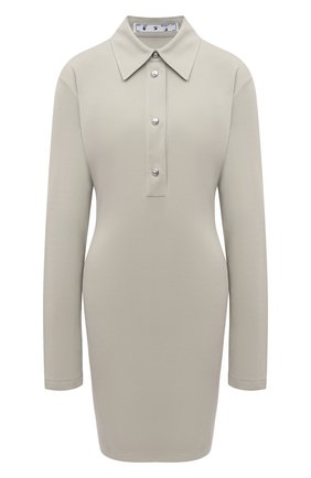 Женское платье из вискозы OFF-WHITE серого цвета по цене 75450 руб., арт. 0WDB355F21JER001 | Фото 1 Женское платье из вискозы OFF-WHITE серого цвета, арт. 0WDB355F21JER001 | Фото 1 (Длина Ж (юбки, платья, шорты): Мини; Материал внешний: Вискоза; Рукава: Длинные; Женское Кросс-КТ: Платье-одежда; Стили: Кэжуэл; Случай: Повседневный; Кросс-КТ: Трикотаж)