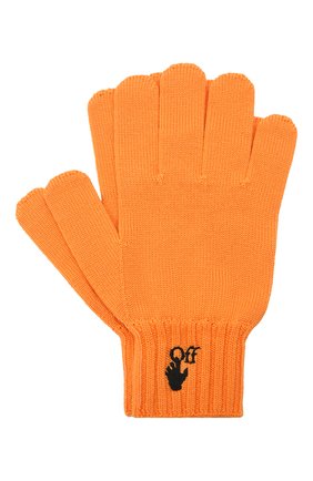 Мужские шерстяные перчатки OFF-WHITE оранжевого цвета, арт. 0MNE032F21KNI001 | Фото 1 (Материал: Шерсть, Текстиль; Кросс-КТ: Трикотаж)
