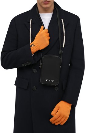 Мужские шерстяные перчатки OFF-WHITE оранжевого цвета, арт. 0MNE032F21KNI001 | Фото 2 (Материал: Шерсть, Текстиль; Кросс-КТ: Трикотаж)