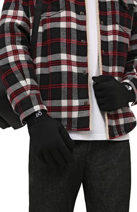 Мужские шерстяные перчатки OFF-WHITE черного цвета по цене 19950 руб., арт. 0MNE032F21KNI001 | Фото 2 Мужские шерстяные перчатки OFF-WHITE черного цвета, арт. 0MNE032F21KNI001 | Фото 2 (Материал: Шерсть, Текстиль; Кросс-КТ: Трикотаж)