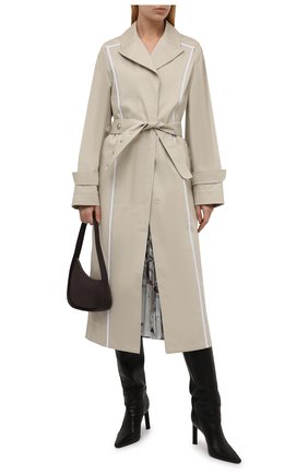 Женский хлопковый плащ OFF-WHITE светло-серого цвета по цене 142000 руб., арт. 0WEA265F21FAB001 | Фото 2 Женский хлопковый плащ OFF-WHITE светло-серого цвета, арт. 0WEA265F21FAB001 | Фото 2 (Рукава: Длинные; Длина (верхняя одежда): Длинные; Материал внешний: Хлопок; Стили: Кэжуэл)