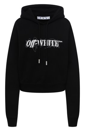 Женский хлопковое худи OFF-WHITE черного цвета по цене 42100 руб., арт. 0WBB016F21JER001 | Фото 1 Женский хлопковое худи OFF-WHITE черного цвета, арт. 0WBB016F21JER001 | Фото 1 (Рукава: Длинные; Длина (для топов): Стандартные; Материал внешний: Хлопок; Женское Кросс-КТ: Худи-одежда; Стили: Спорт-шик)