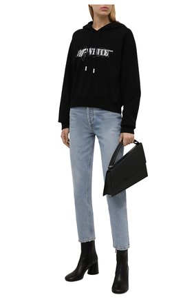 Женский хлопковое худи OFF-WHITE черного цвета по цене 42100 руб., арт. 0WBB016F21JER001 | Фото 2 Женский хлопковое худи OFF-WHITE черного цвета, арт. 0WBB016F21JER001 | Фото 2 (Рукава: Длинные; Длина (для топов): Стандартные; Материал внешний: Хлопок; Женское Кросс-КТ: Худи-одежда; Стили: Спорт-шик)