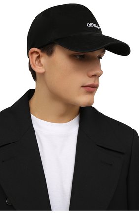 Мужской хлопковая бейсболка OFF-WHITE черного цвета по цене 18450 руб., арт. 0MLB022F21FAB001 | Фото 2 Мужской хлопковая бейсболка OFF-WHITE черного цвета, арт. 0MLB022F21FAB001 | Фото 2 (Материал: Текстиль, Хлопок)