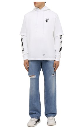 Мужской хлопковое худи OFF-WHITE белого цвета по цене 59950 руб., арт. 0MBB087F21FLE005 | Фото 2 Мужской хлопковое худи OFF-WHITE белого цвета, арт. 0MBB087F21FLE005 | Фото 2 (Материал внешний: Хлопок; Мужское Кросс-КТ: Худи-одежда; Принт: С принтом; Стили: Спорт-шик; Длина (для топов): Стандартные; Рукава: Длинные)
