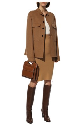 Женская юбка из кашемира и хлопка BURBERRY бежевого цвета по цене 90300 руб., арт. 8042217 | Фото 2 Женская юбка из кашемира и хлопка BURBERRY бежевого цвета, арт. 8042217 | Фото 2 (Материал внешний: Шерсть, Хлопок, Кашемир; Длина Ж (юбки, платья, шорты): До колена; Стили: Кэжуэл; Женское Кросс-КТ: Юбка-одежда)