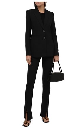 Женские брюки OFF-WHITE черного цвета по цене 46950 руб., арт. 0WCA136F21FAB002 | Фото 2 Женские брюки OFF-WHITE черного цвета, арт. 0WCA136F21FAB002 | Фото 2 (Материал внешний: Шерсть, Синтетический материал; Длина (брюки, джинсы): Удлиненные; Стили: Гламурный; Силуэт Ж (брюки и джинсы): Расклешенные)