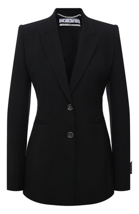 Женский жакет OFF-WHITE черного цвета по цене 94450 руб., арт. 0WEF061F21FAB002 | Фото 1 Женский жакет OFF-WHITE черного цвета, арт. 0WEF061F21FAB002 | Фото 1 (Рукава: Длинные; Материал внешний: Синтетический материал, Шерсть; Длина (для топов): Стандартные; Материал подклада: Вискоза; Стили: Гламурный; Случай: Повседневный; 1-2-бортные: Однобортные; Женское Кросс-КТ: Жакет-одежда)