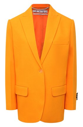 Женский жакет из вискозы OFF-WHITE оранжевого цвета по цене 123000 руб., арт. 0WEF064F21FAB002 | Фото 1 Женский жакет из вискозы OFF-WHITE оранжевого цвета, арт. 0WEF064F21FAB002 | Фото 1 (Длина (для топов): Удлиненные; Материал подклада: Вискоза; Материал внешний: Вискоза; Рукава: Длинные; Стили: Гламурный; Случай: Повседневный; 1-2-бортные: Однобортные; Женское Кросс-КТ: Жакет-одежда)