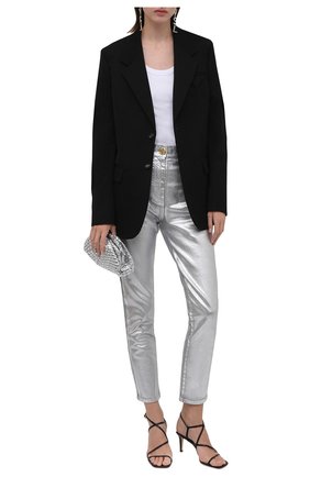 Женские джинсы BALMAIN серебряного цвета по цене 95800 руб., арт. WF0MG005/D160 | Фото 2 Женские джинсы BALMAIN серебряного цвета, арт. WF0MG005/D160 | Фото 2 (Материал внешний: Хлопок; Длина (брюки, джинсы): Стандартные; Стили: Гламурный; Кросс-КТ: Деним; Силуэт Ж (брюки и джинсы): Слим)