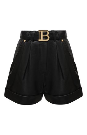 Женские кожаные шорты BALMAIN черного цвета по цене 182500 руб., арт. WF1QA010/L158 | Фото 1 Женские кожаные шорты BALMAIN черного цвета, арт. WF1QA010/L158 | Фото 1 (Длина Ж (юбки, платья, шорты): Мини; Материал подклада: Вискоза; Стили: Гламурный; Женское Кросс-КТ: Шорты-одежда)