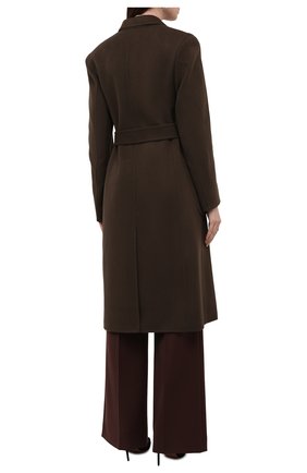 Женское пальто из шерсти и кашемира LOW CLASSIC темно-коричневого цвета, арт. L0W21FW_CT10DB | Фото 4 (Материал внешний: Шерсть; Рукава: Длинные; Длина (верхняя одежда): Длинные; 1-2-бортные: Двубортные; Стили: Кэжуэл)