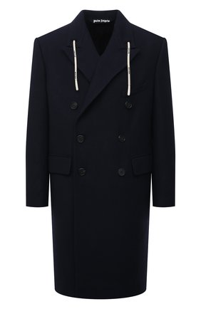 Мужской пальто PALM ANGELS темно-синего цвета по цене 149500 руб., арт. PMEA166F21FAB0034610 | Фото 1 Мужской пальто PALM ANGELS темно-синего цвета, арт. PMEA166F21FAB0034610 | Фото 1 (Длина (верхняя одежда): До колена; Материал внешний: Шерсть; Материал подклада: Вискоза; Рукава: Длинные; Мужское Кросс-КТ: пальто-верхняя одежда; Случай: Повседневный; Стили: Спорт-шик; Shop in Shop M: Верхняя одежда)